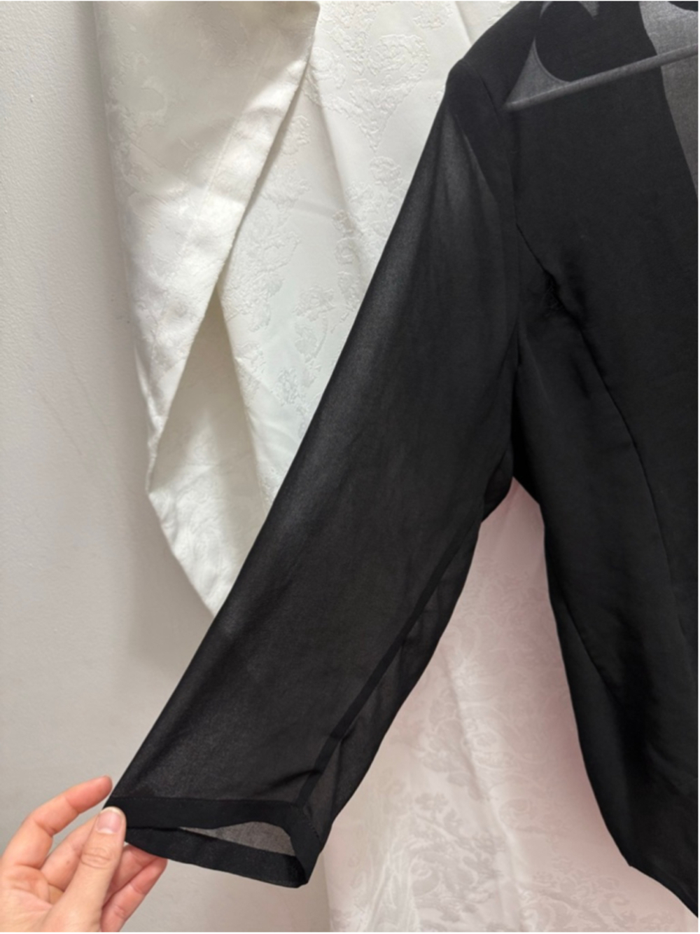 Women's Calvin Klein Black Sheer Open Front Blazer Jacket XL - Picture 5 of 5